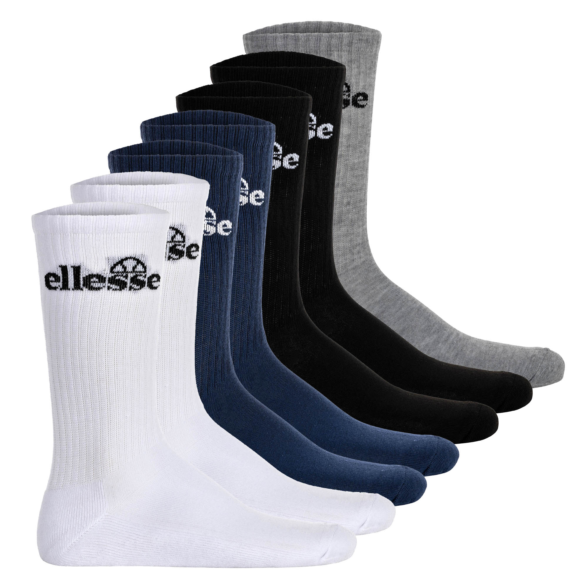ellesse Unisex Sport-Socken, 7 Paar - Trego Sport Sock, Crew Socks, Tennis, Ripp-Bündchen, Logo