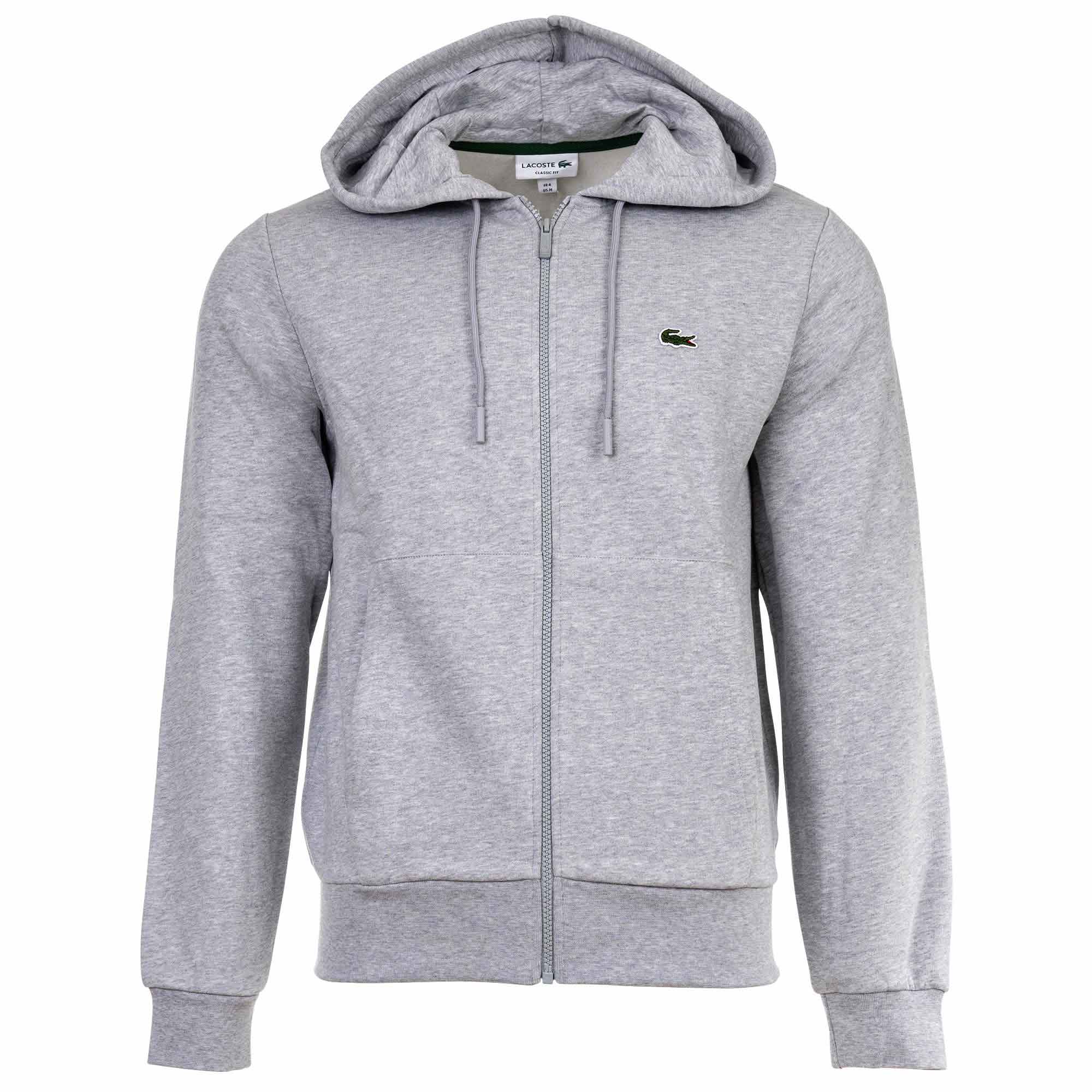 LACOSTE Herren Sweatjacke mit Kapuze - Zipper, aufgerautes Fleece