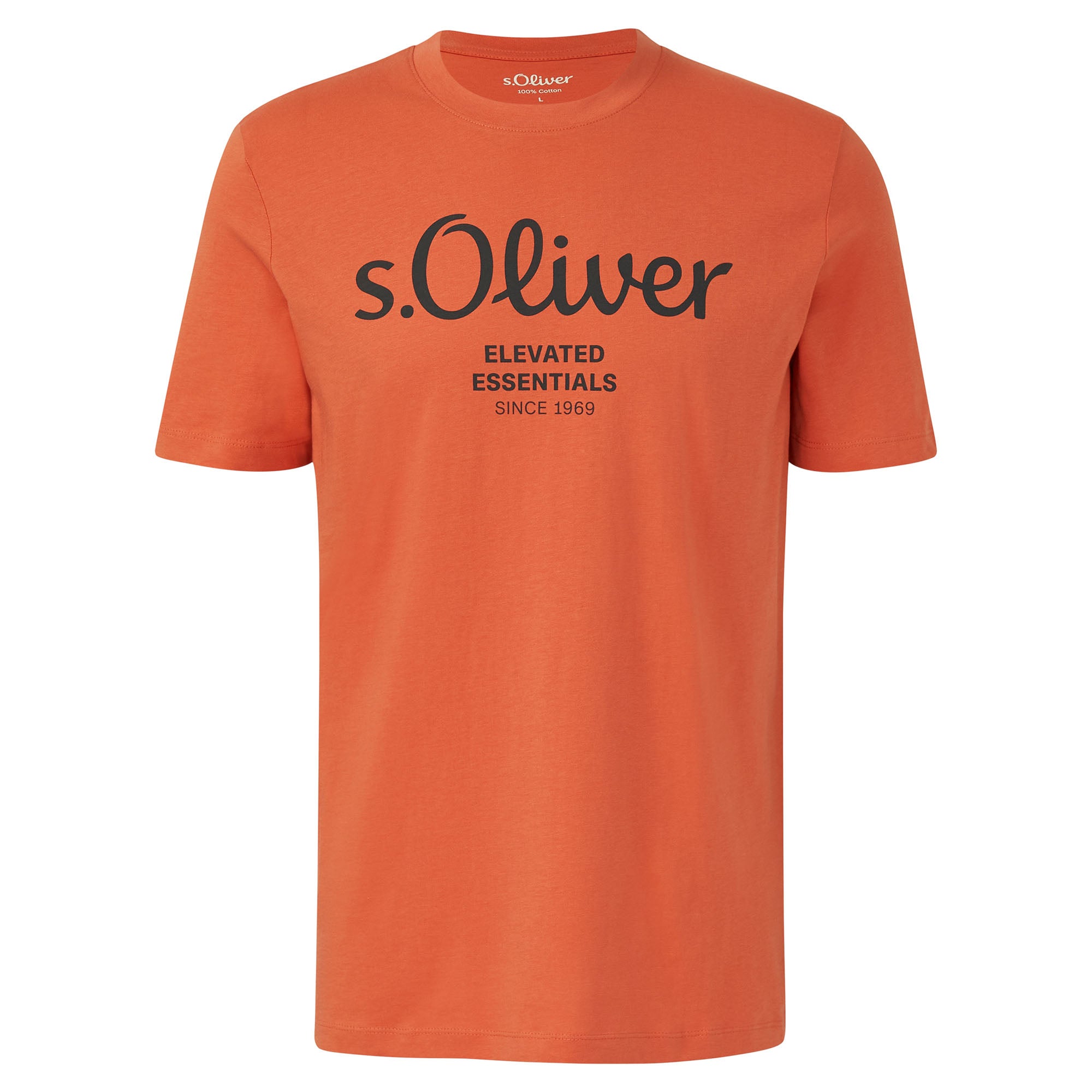 s.Oliver Herren T-Shirt - Basic, Logoprint, Rundhals, Baumwolle