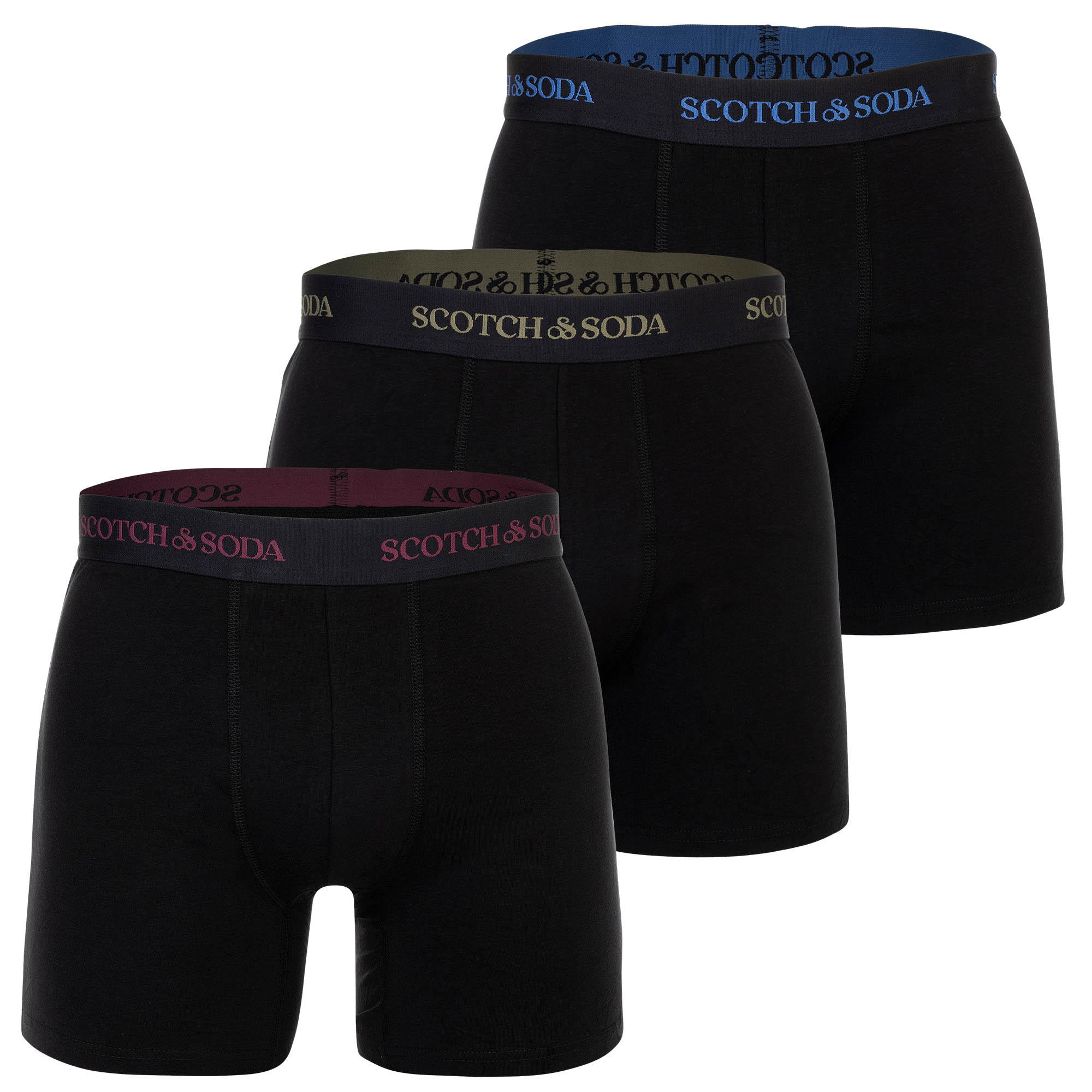 SCOTCH&SODA Herren Boxershorts, 3er Pack - Solid Cotton Stretch