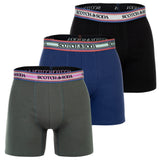 SCOTCH&SODA Men's boxer shorts, 3-pack - Solid Cotton Stretch