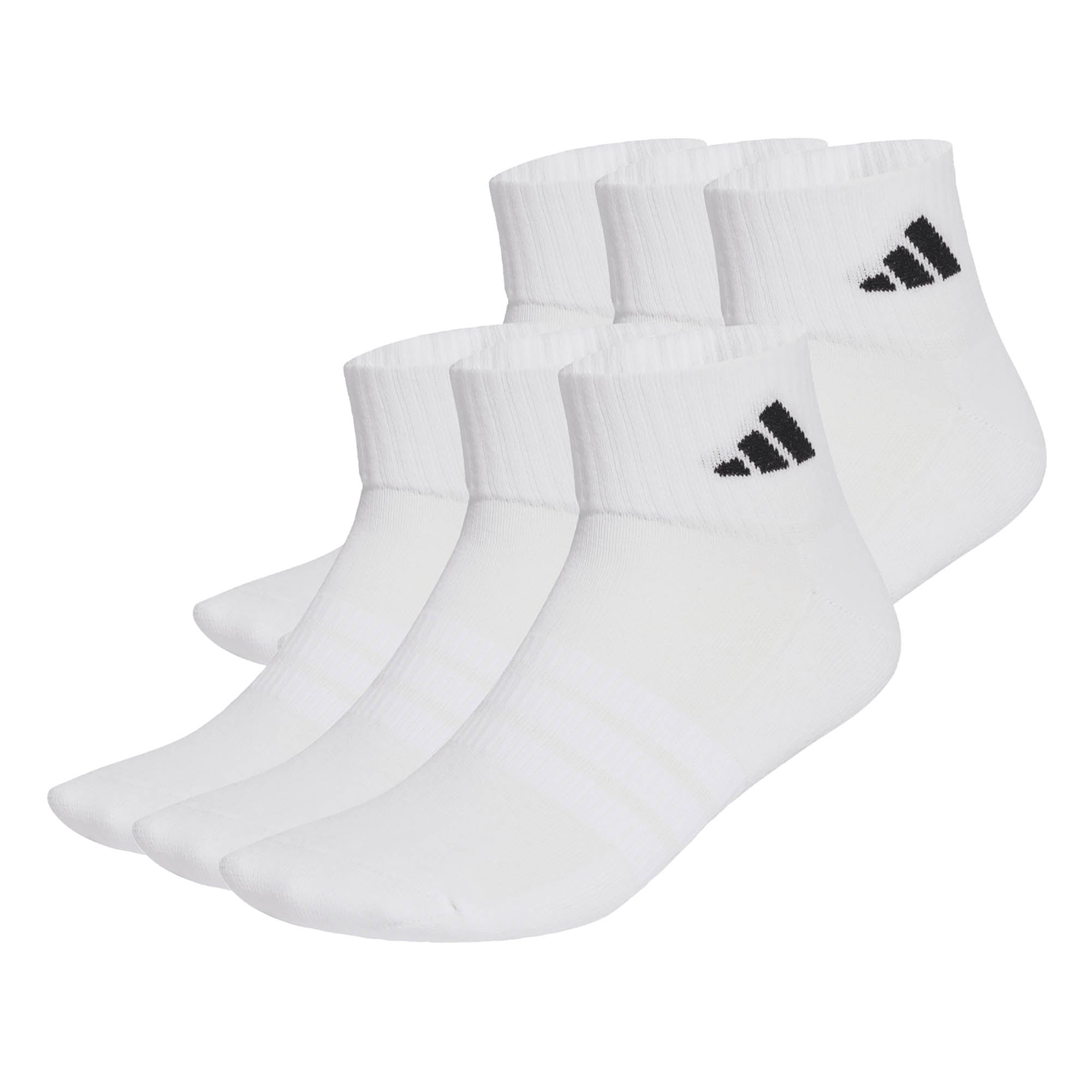 adidas Unisex Quarter Socken, 6er Pack - Cushioned Essentials Ankle Socks, Logo, gepolstert, einfarbig
