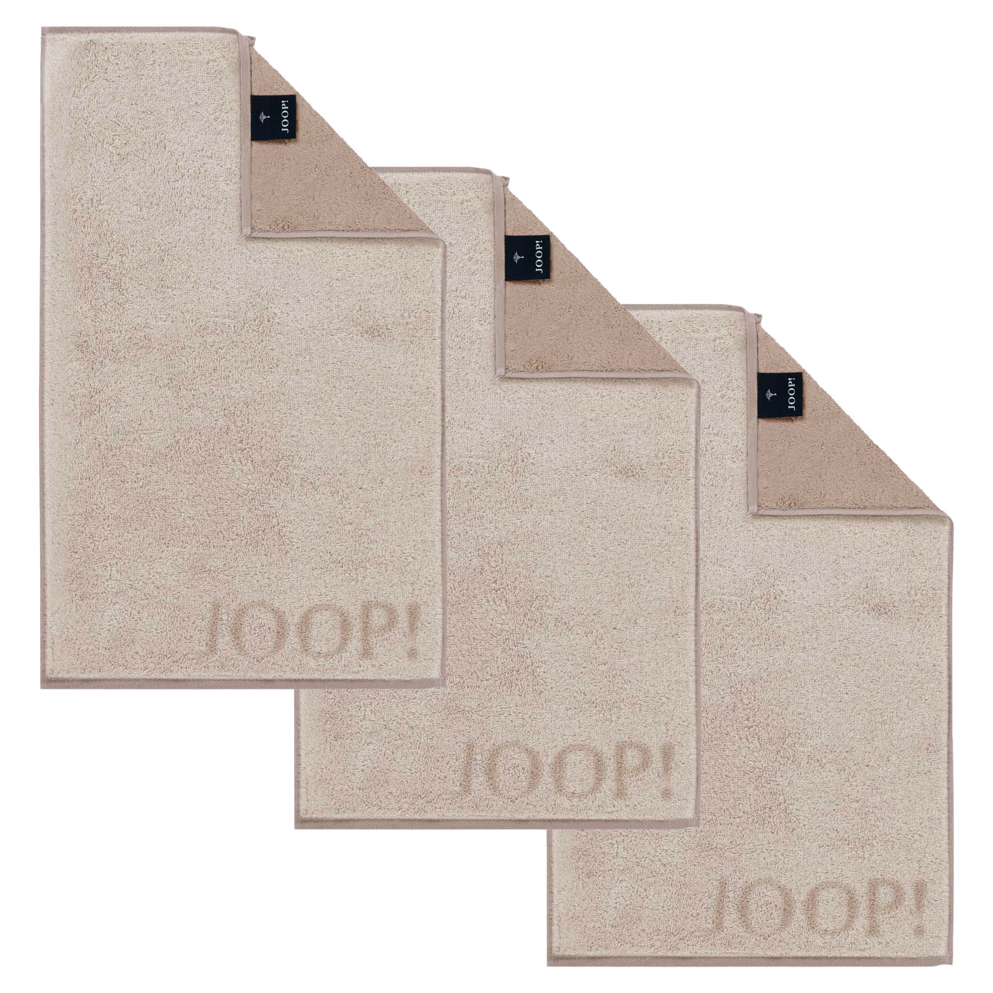 JOOP! Gästetuch, 3er Pack - J! Joop! Contour, Doubleface, Walkfrottier, Baumwolle