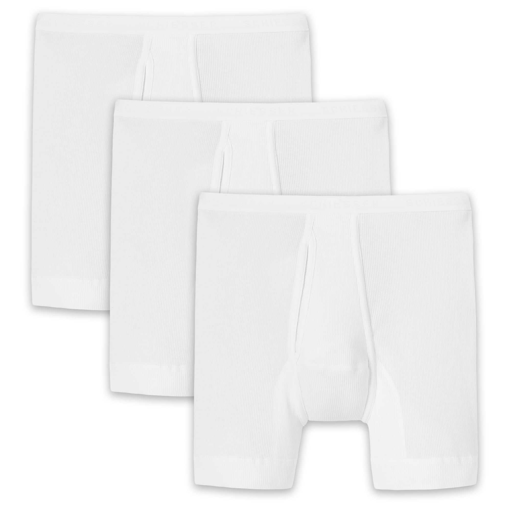 SCHIESSER Herren Unterhose mit Eingriff, lang, 3er Pack - Original Classics, Doppelripp, Baumwolle