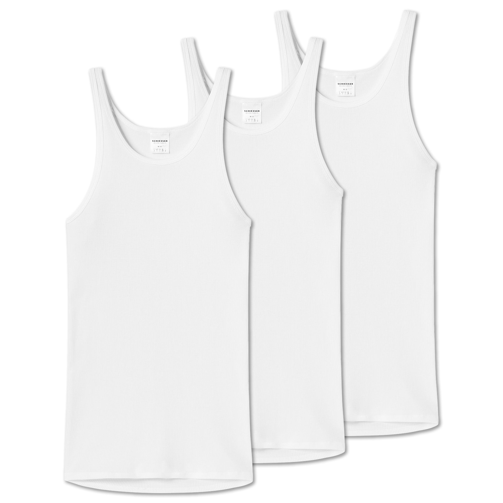 SCHIESSER Unterhemd 3er Pack - Original Doppelripp, Sport-Jacke, ärmellos