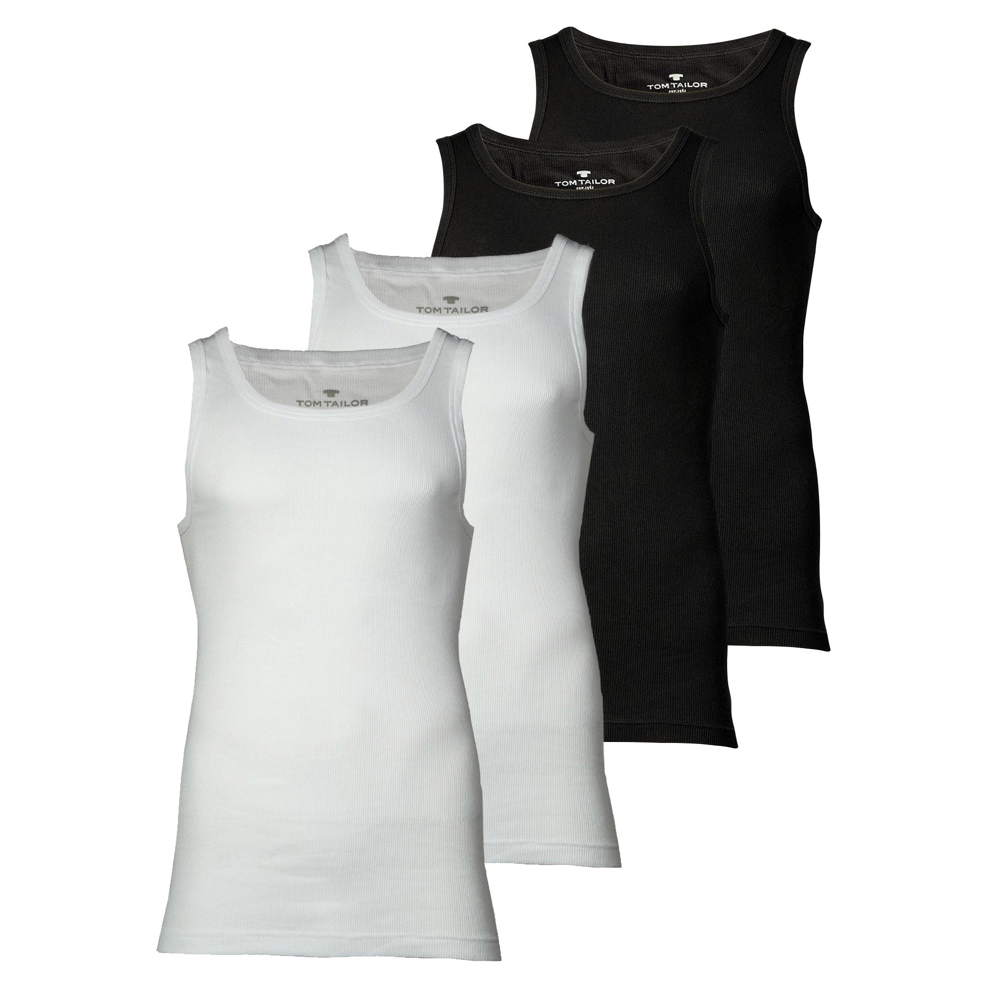 TOM TAILOR Herren Tanktop, 4er Pack - Unterhemd, Garron S, einfarbig