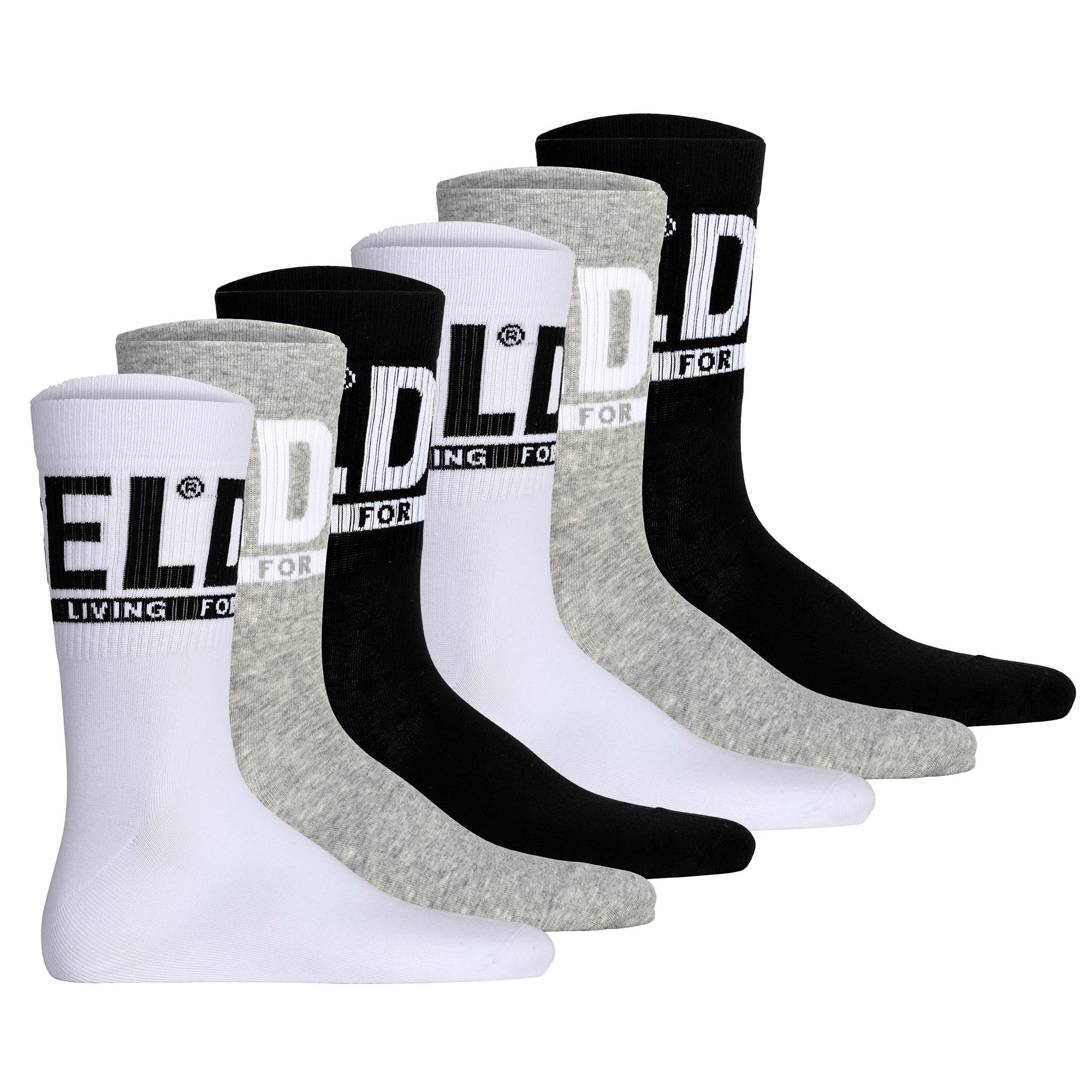 DIESEL Unisex Socken, 6er Pack - SKM-RAY, Rippbündchen, Logo, uni