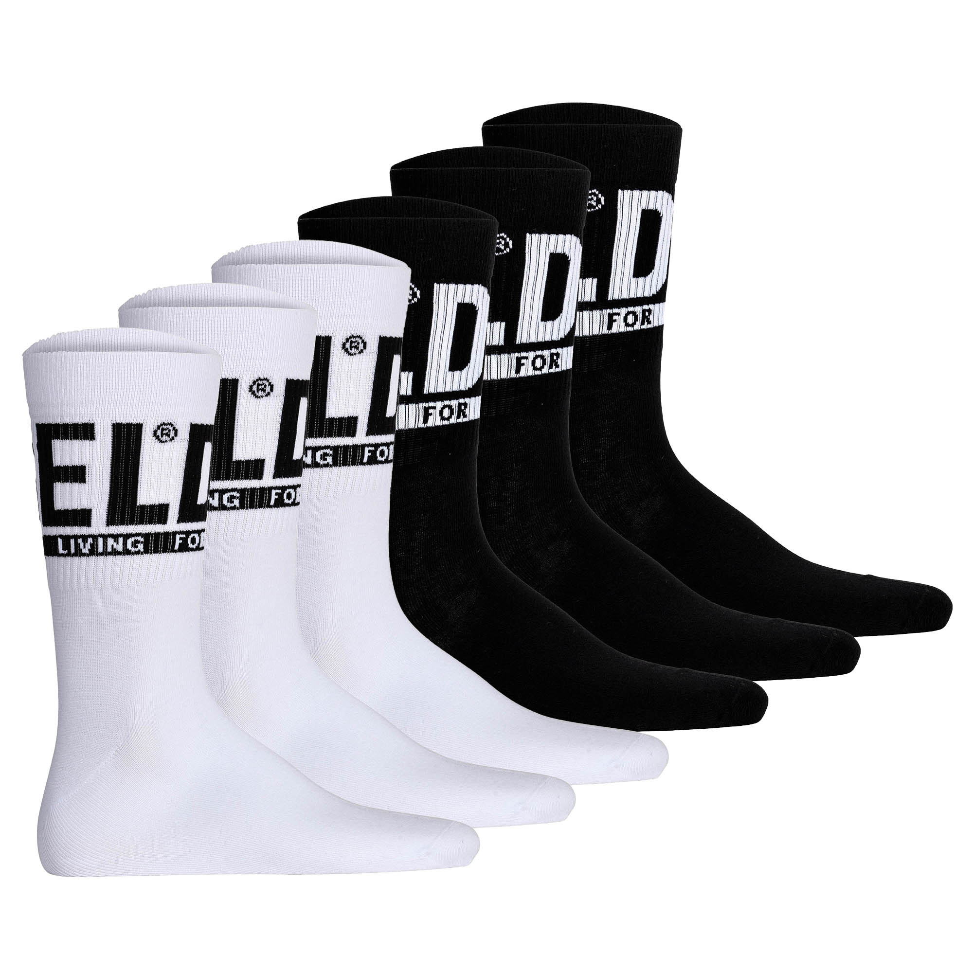DIESEL Unisex Socken, 6er Pack - SKM-RAY, Rippbündchen, Logo, uni
