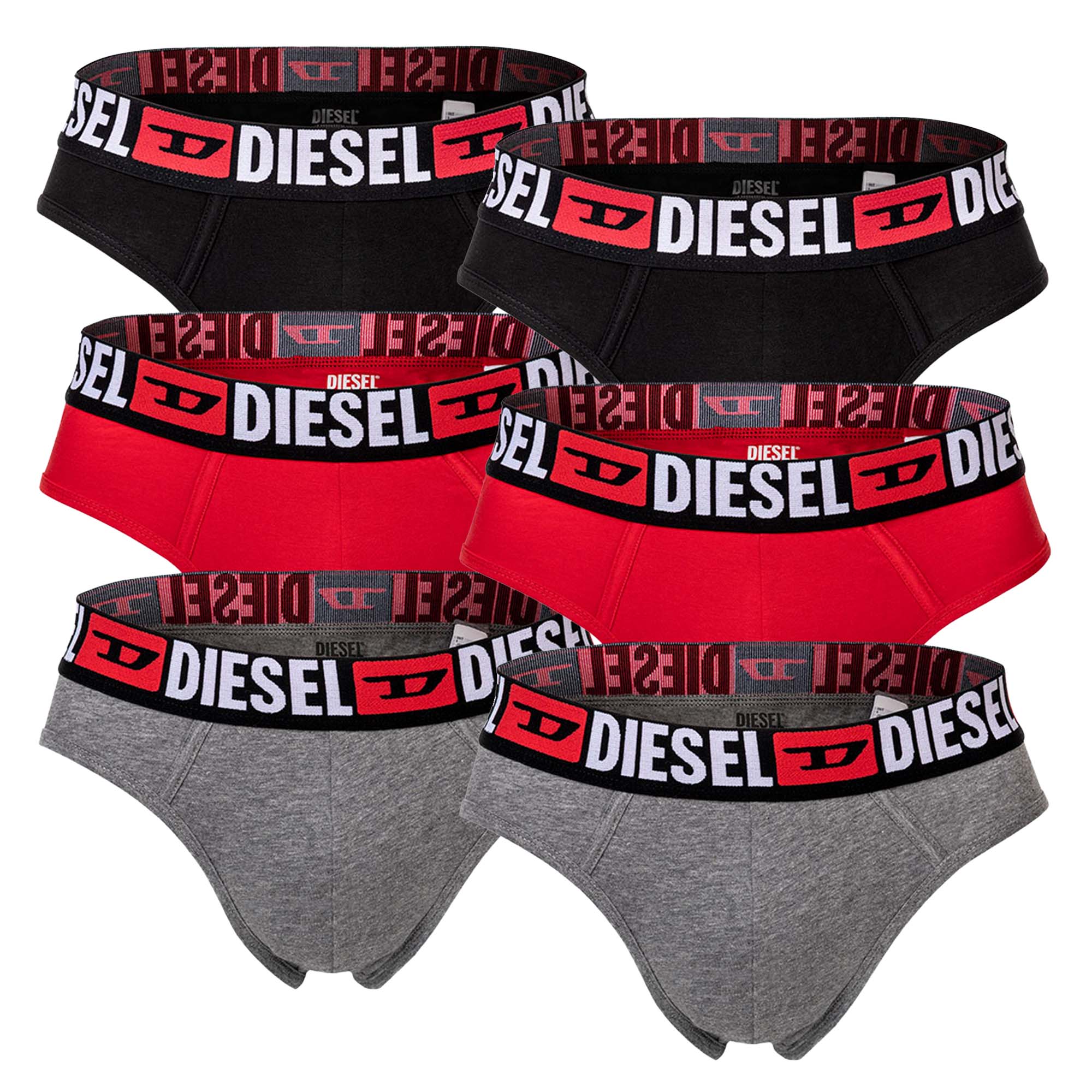DIESEL Herren Slips, 6er Pack - UMBR-ANDRETHREEPACK, Briefs, Cotton Stretch, einfarbig