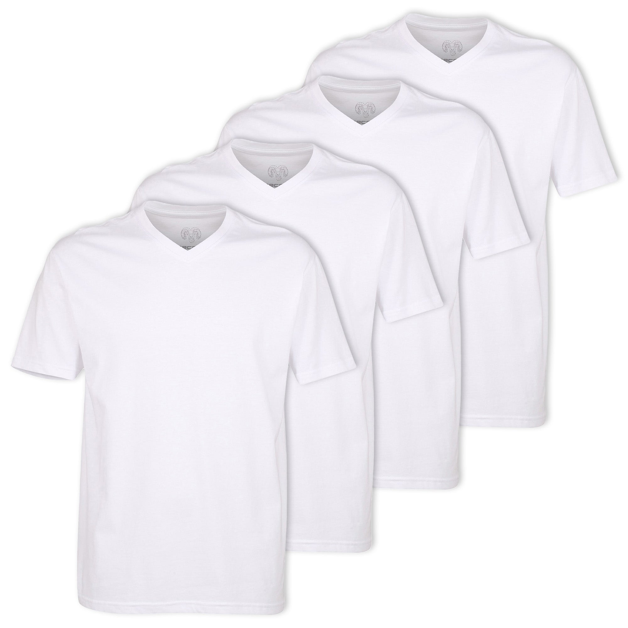 CECEBA men's T-shirts, 4-pack - convex, V-neck, short-sleeved, cotton, plain-coloured