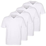 CECEBA men's T-shirts, 4-pack - convex, V-neck, short-sleeved, cotton, plain-coloured