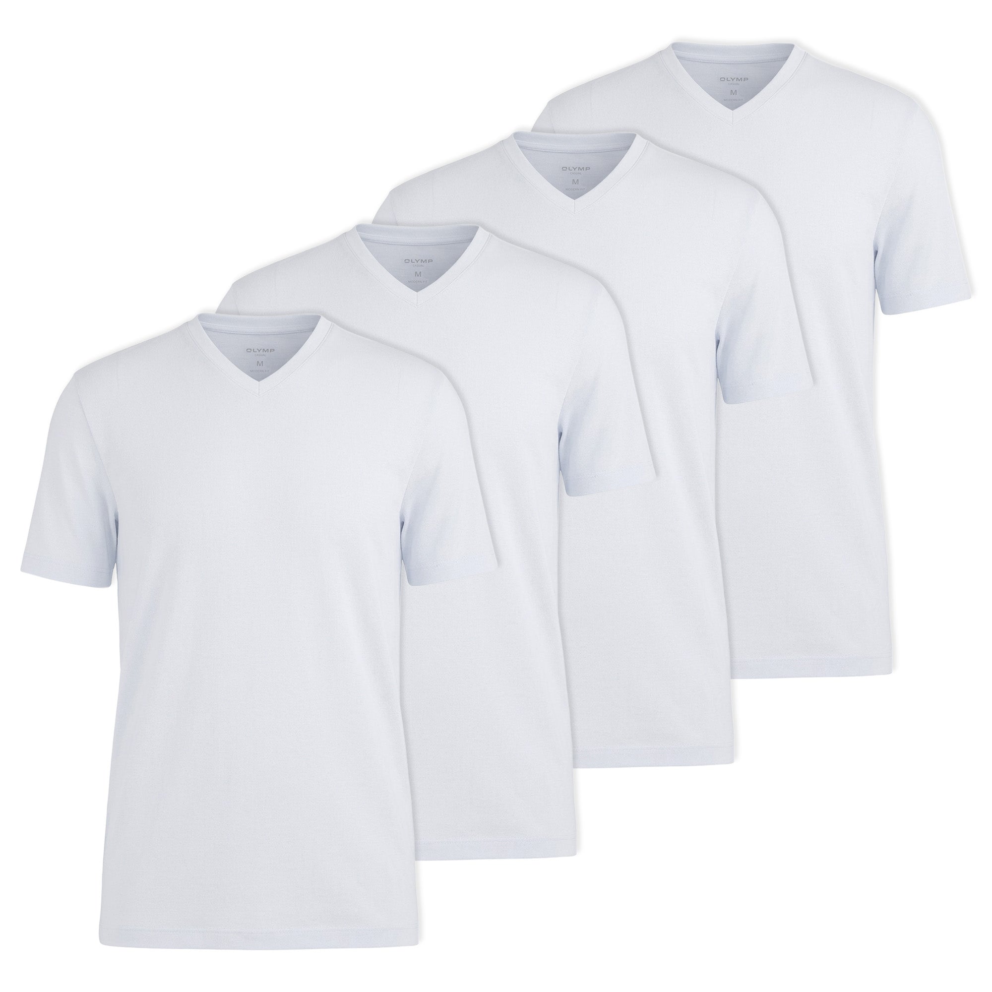 OLYMP Herren T-Shirts, V-Neck, 4er Pack - Bodywear, Modern Fit, Baumwolle