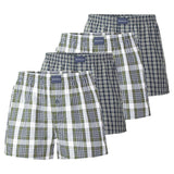 TOM TAILOR Herren Web-Boxershorts, 4er Pack - Unterwäsche, Unterhose, Baumwolle, Logo, kariert