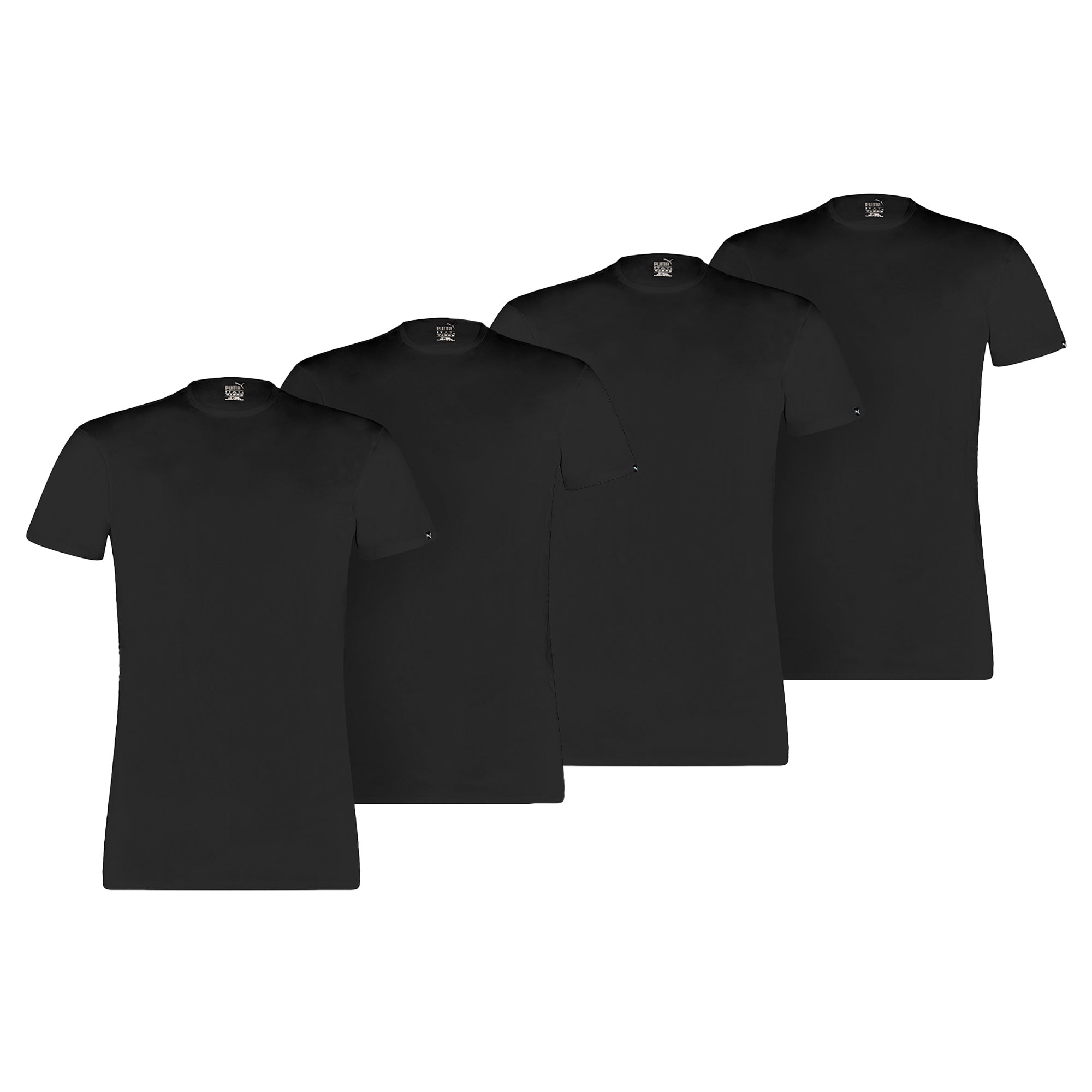 PUMA Herren T-Shirt, 4er Pack - Basic Crew Tee, Rundhals, Kurzarm, uni