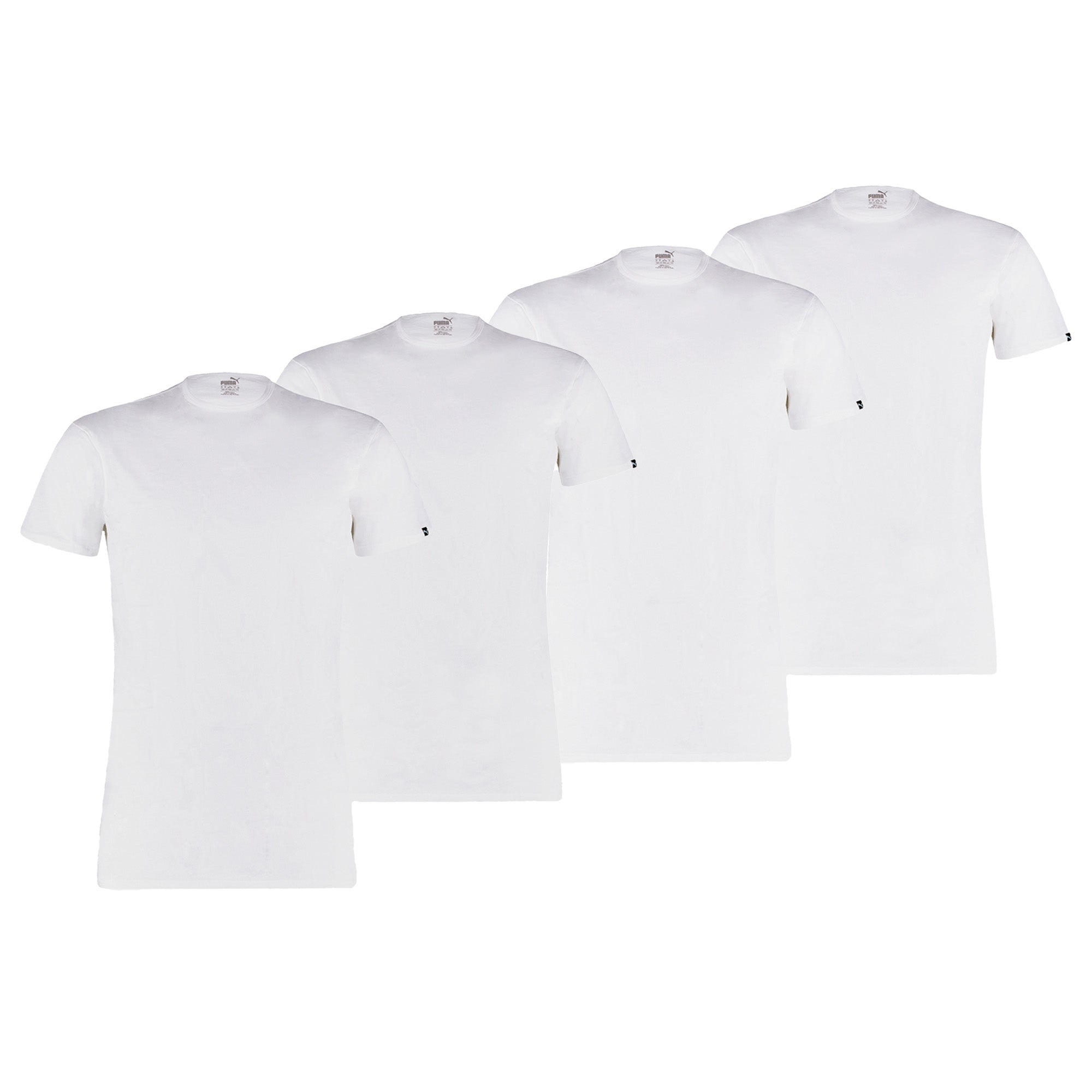 PUMA Men's T-Shirt, Pack of 4  - Basic Crew Tee, round Neck, short Sleeve, uni