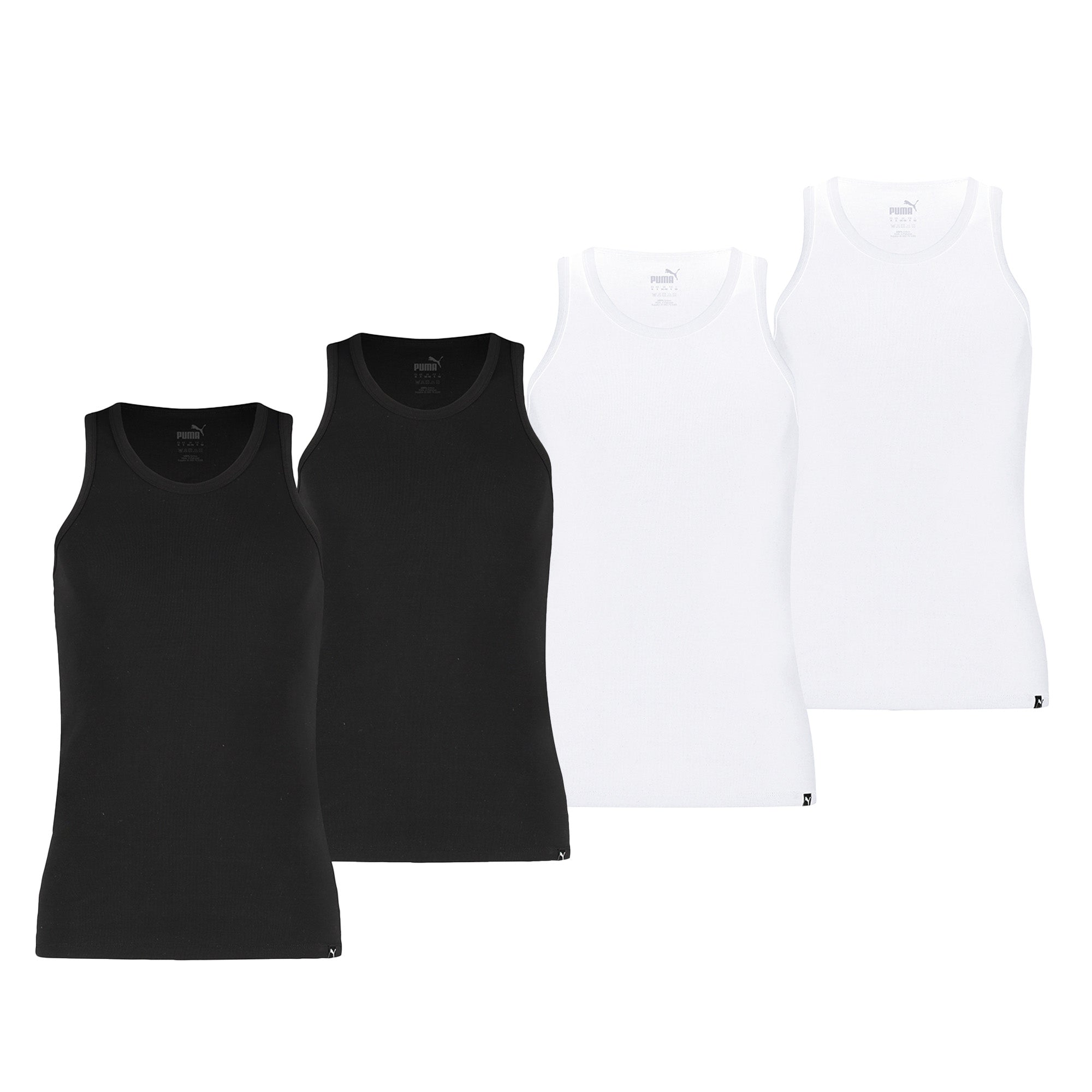 PUMA Men Tank Top, Pack of 4 - Basic, Undershirt, Round Neck, Single Jersey, uni