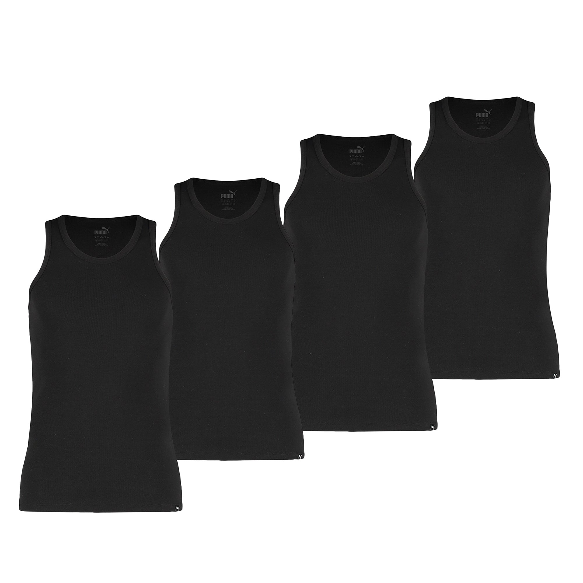 PUMA Herren Tank Top, 4er Pack - Basic, Unterhemd, Rundhals, Single Jersey, einfarbig