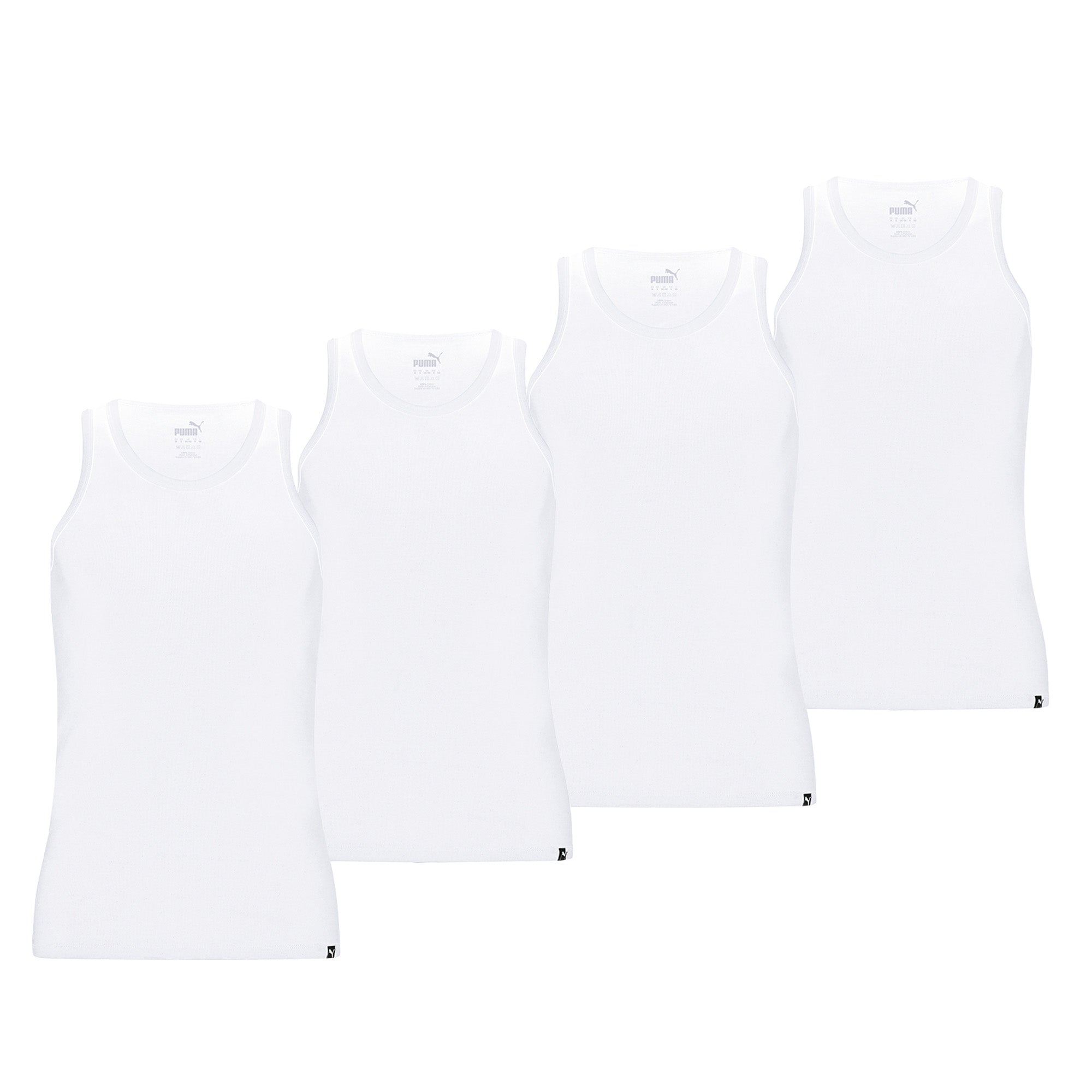 PUMA Herren Tank Top, 4er Pack - Basic, Unterhemd, Rundhals, Single Jersey, einfarbig