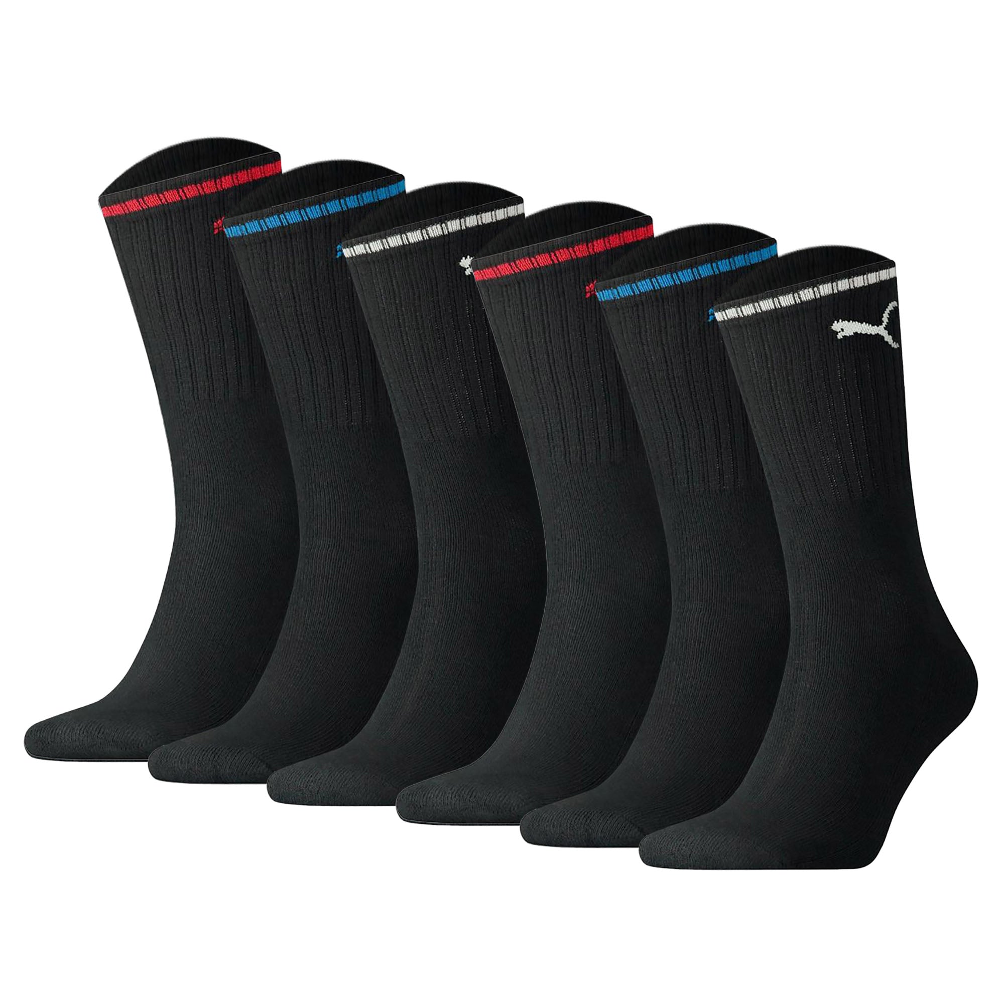PUMA Unisex Sport-Socken, 6er Pack - Sport Crew Stripe, Tennissocken, Streifen
