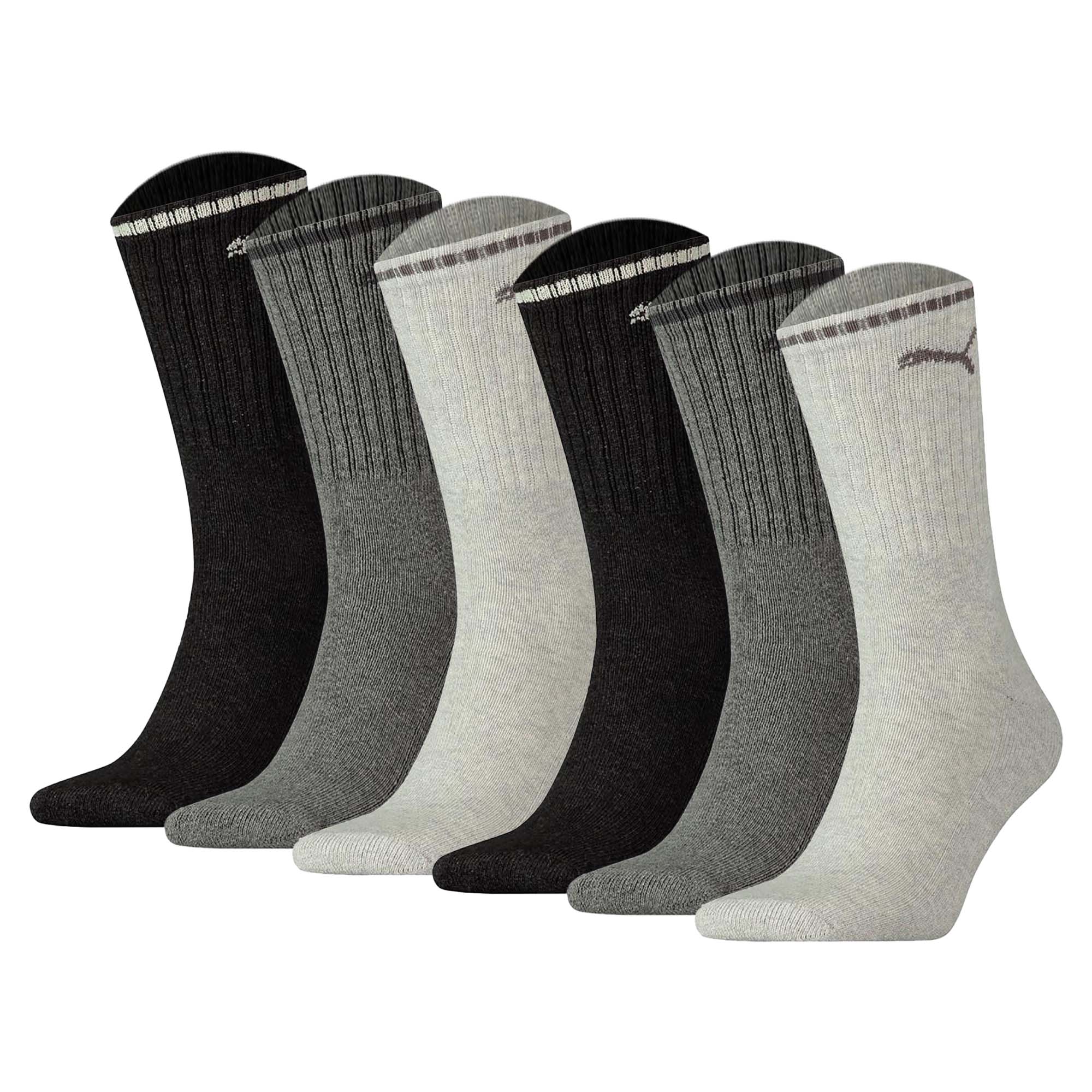 PUMA Unisex Sport-Socken, 6er Pack - Sport Crew Stripe, Tennissocken, Streifen