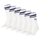 PUMA Unisex Sport-Socken, 6er Pack - Crew Heritage, Tennis, Frottee-Sohle, Streifen