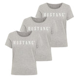 MUSTANG Damen T-Shirt 3er Pack - Alma, Baumwolle, Rundhals, Logo