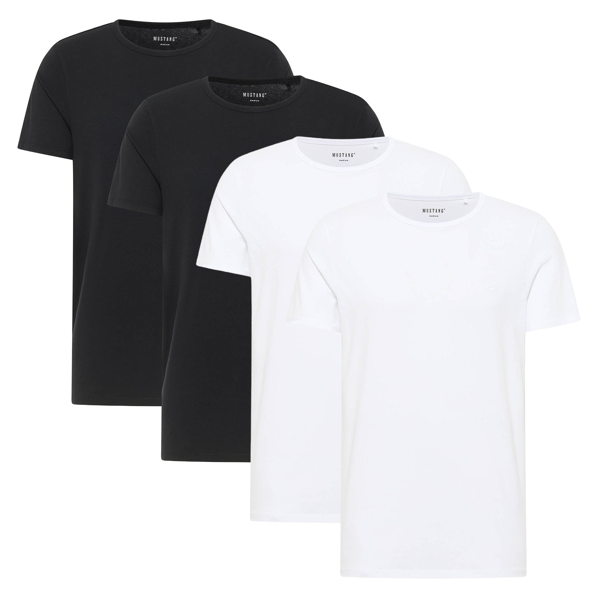MUSTANG Herren T-Shirts, 4er Pack - Allen, Bio-Baumwolle, Single Jersey, Rundhals