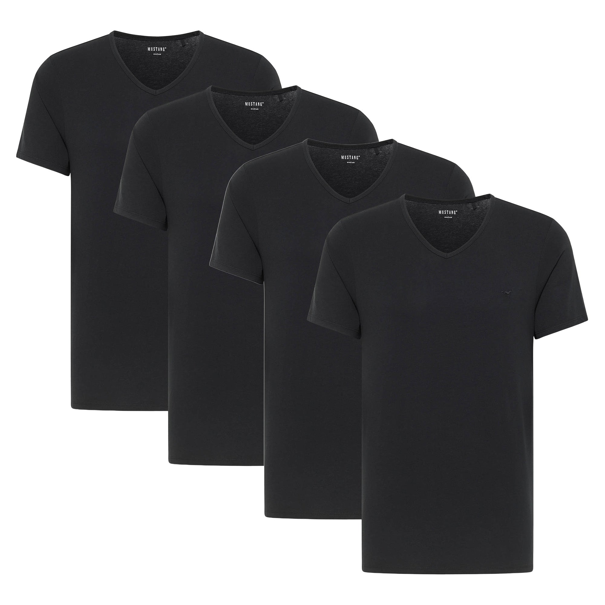MUSTANG Herren T-Shirts, 4er Pack - Amado, Bio-Baumwolle, Single Jersey, V-Ausschnitt