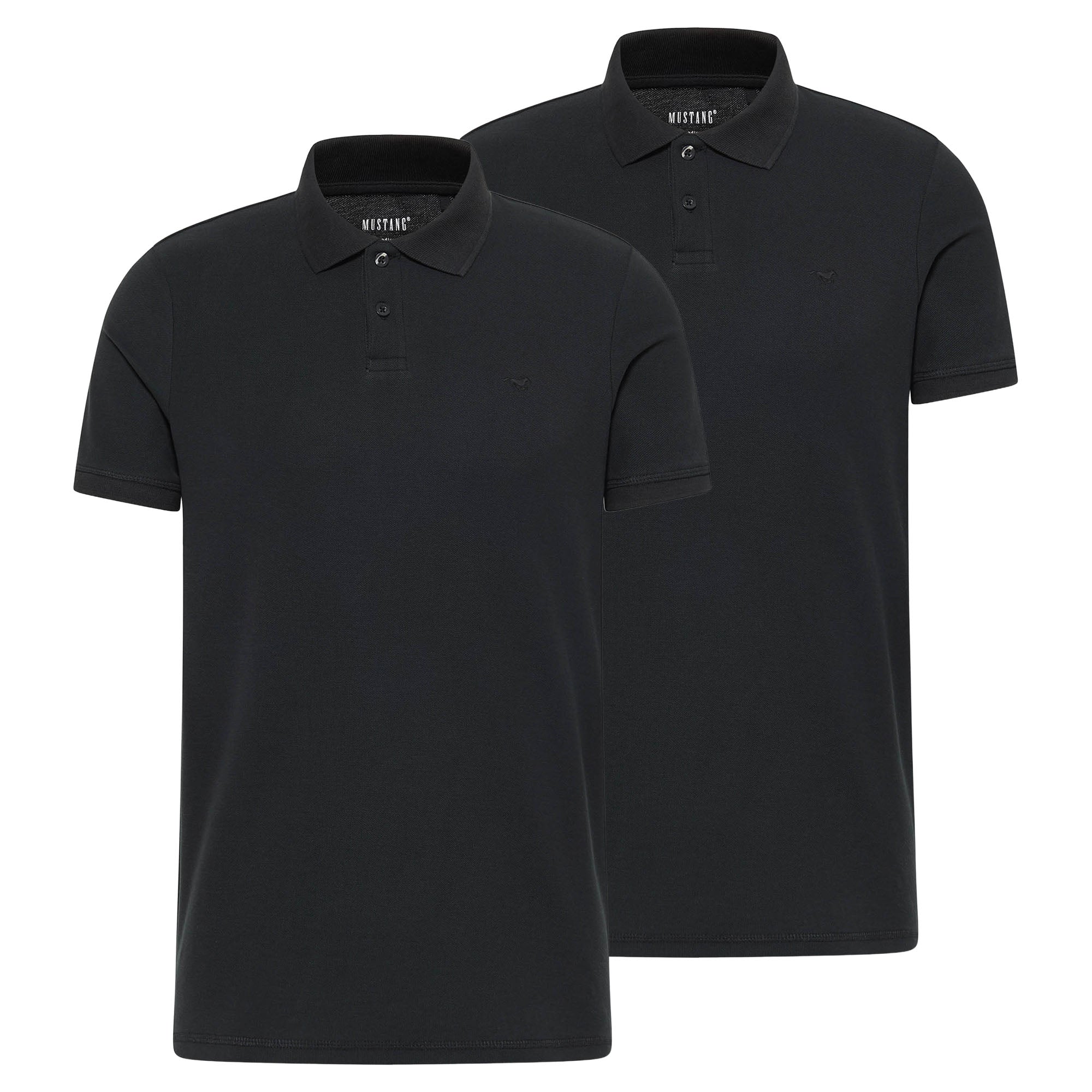 MUSTANG Herren Poloshirt 2er Pack - Palco, Knit Piqué, Bio-Baumwolle, einfarbig