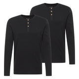 MUSTANG Herren Longsleeve 2er Pack - Arminto, Knit Rib, Henley-Kragen, Slim Fit, Bio-Baumwolle