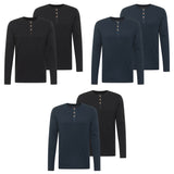 MUSTANG Herren Longsleeve 2er Pack - Arminto, Knit Rib, Henley-Kragen, Slim Fit, Bio-Baumwolle