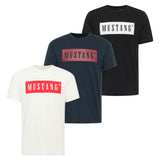MUSTANG Herren T-Shirt  3er Pack - Austin, Big Logo, Bio-Baumwolle, Single Jersey