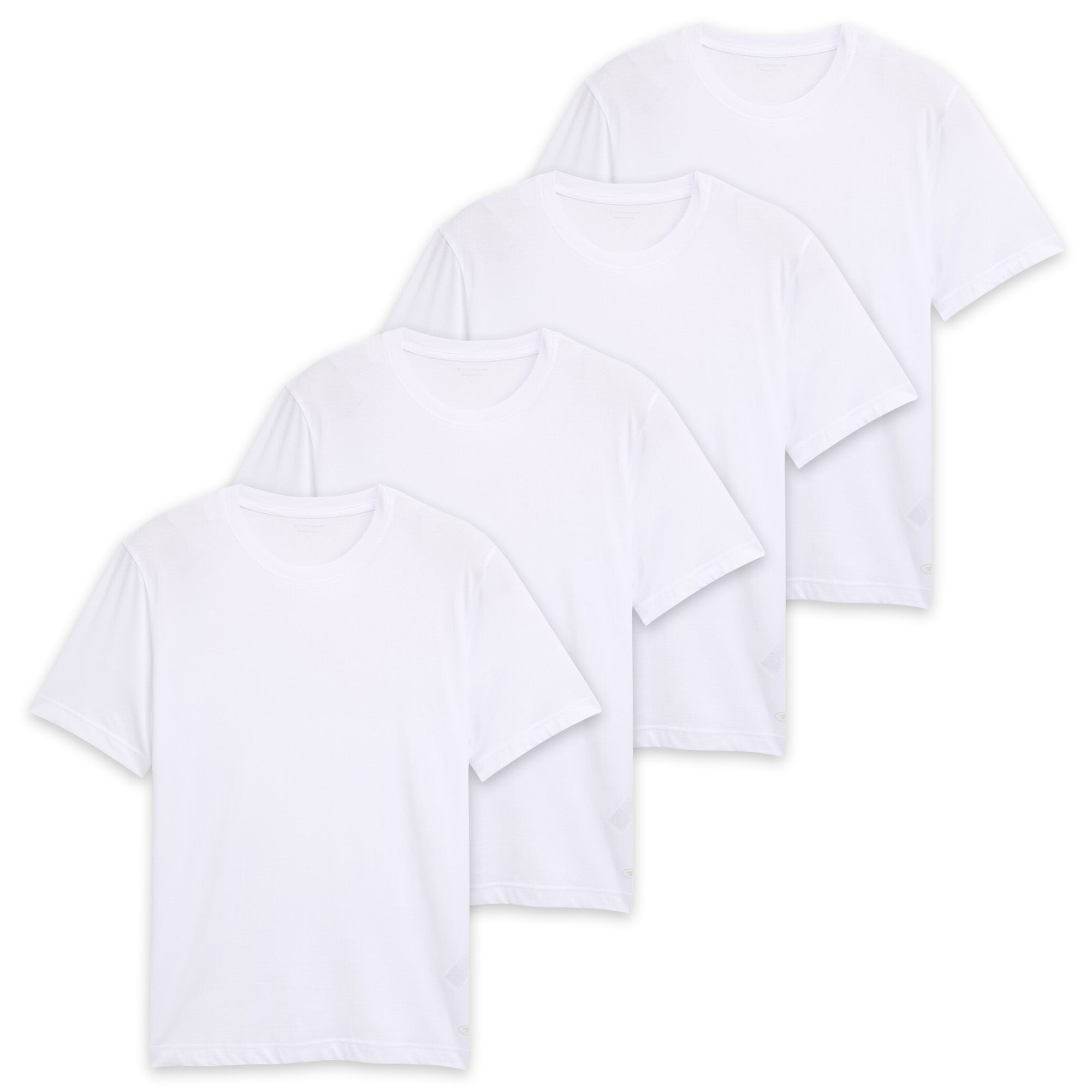 TOM TAILOR Men’s T-Shirt, 4-Pack - Crew Neck Tee, Crew Neck, Regular Fit, Cotton