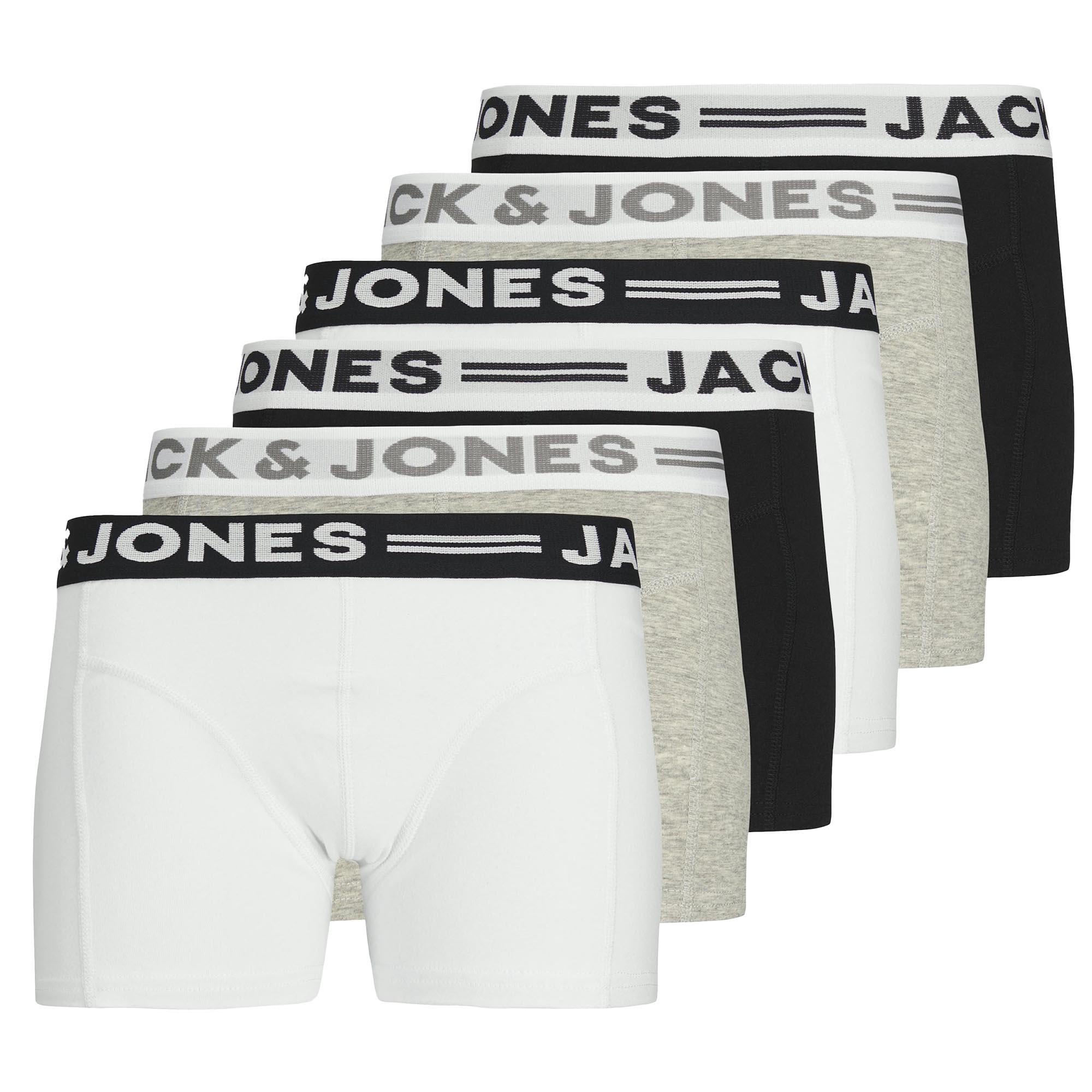 JACK&JONES Jungen Boxershorts, 6er Pack - SENSE TRUNKS, Baumwoll-Stretch, Logobund