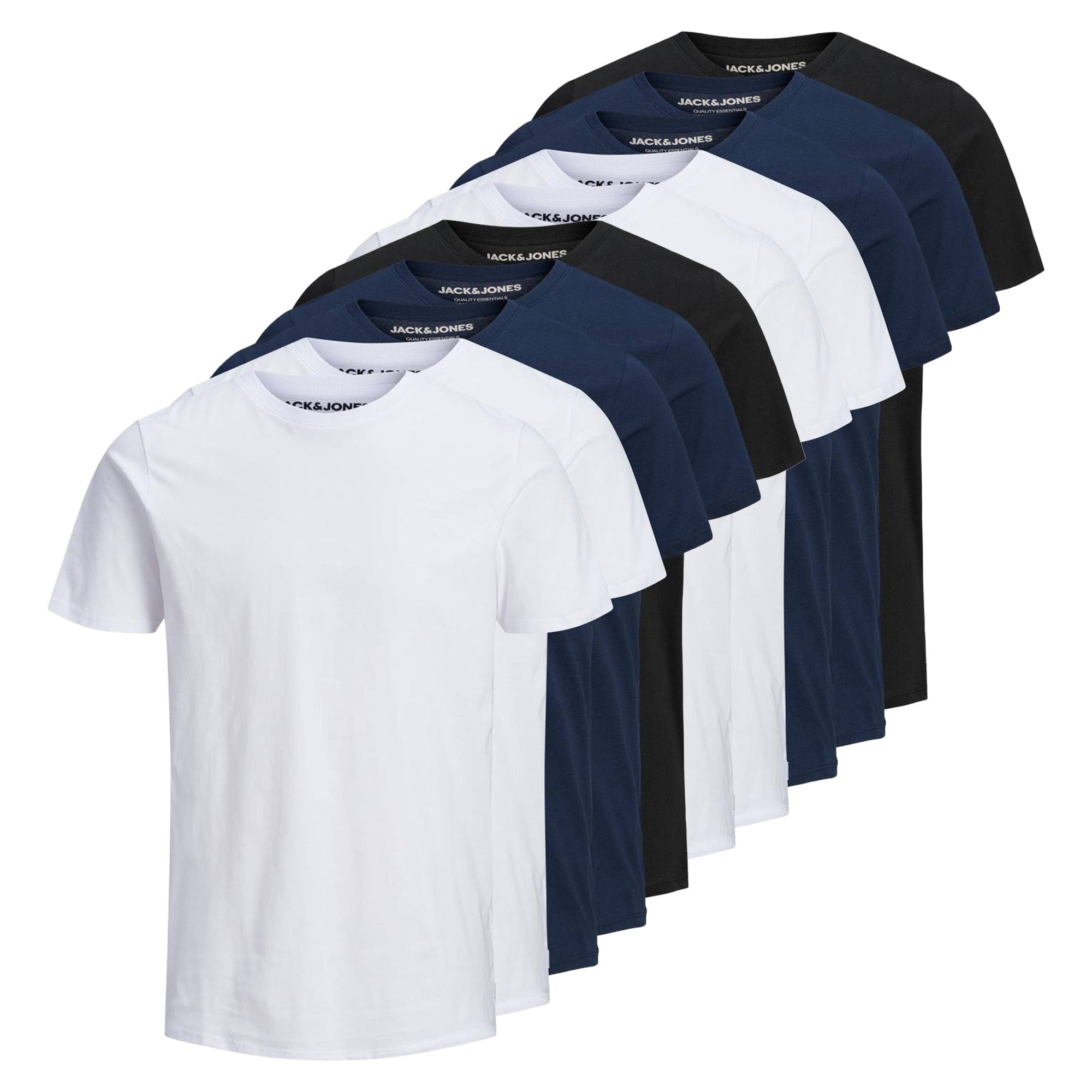 JACK&JONES Herren T-Shirt, 10er Pack - JJEORGANIC BASIC TEE O-NECK, Kurzarm, Bio-Baumwolle