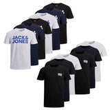 Jack & Jones Men's T-Shirt, 6 Pack - JJECORP LOGO TEE O-NECK, Logo Print, Cotton