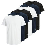 JACK&JONES Herren T-Shirt, 6er Pack - JJENOA TEE 6PK, Kurzarm, Bio-Baumwolle, einfarbig