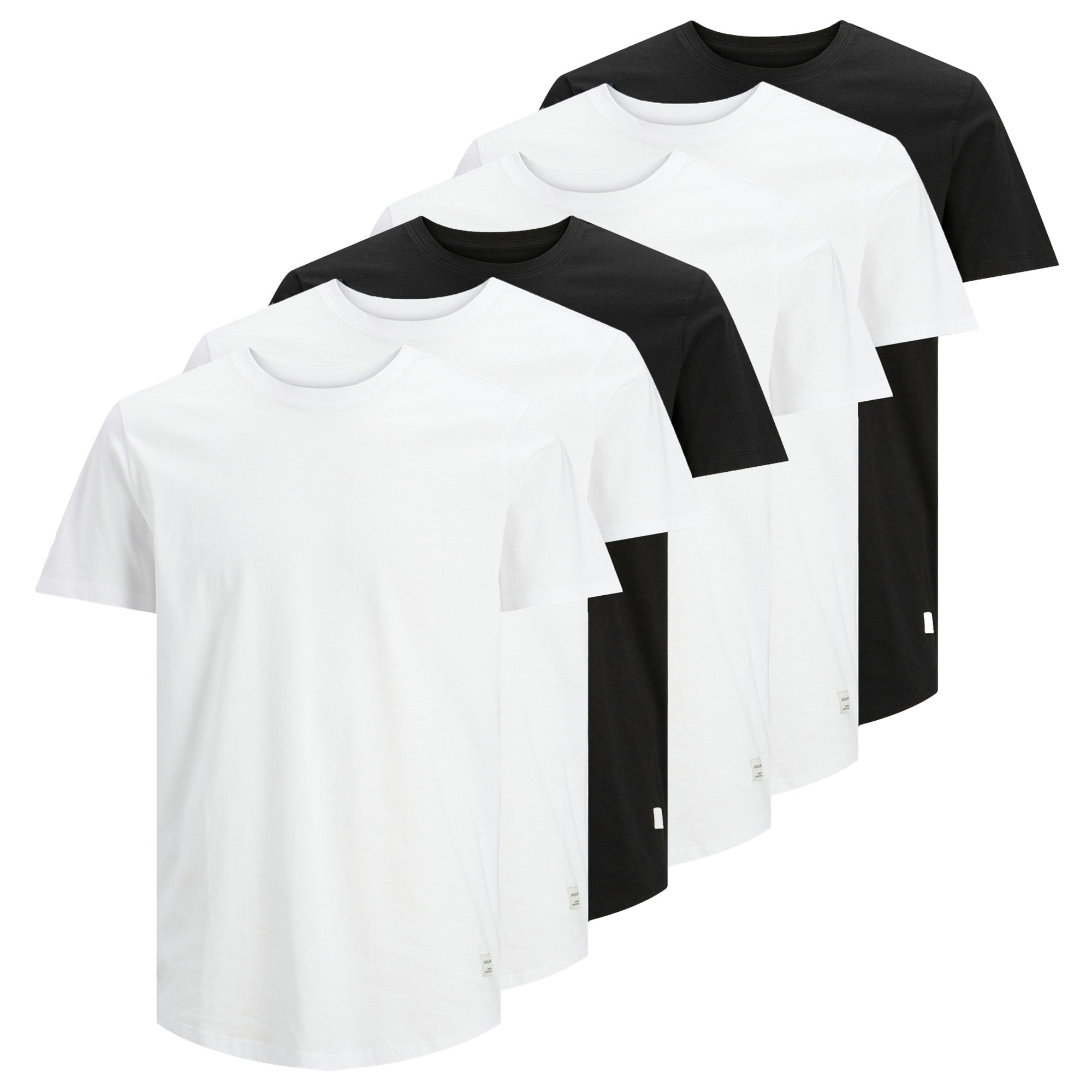 JACK&JONES Herren T-Shirt, 6er Pack - JJENOA TEE 6PK, Kurzarm, Bio-Baumwolle, einfarbig