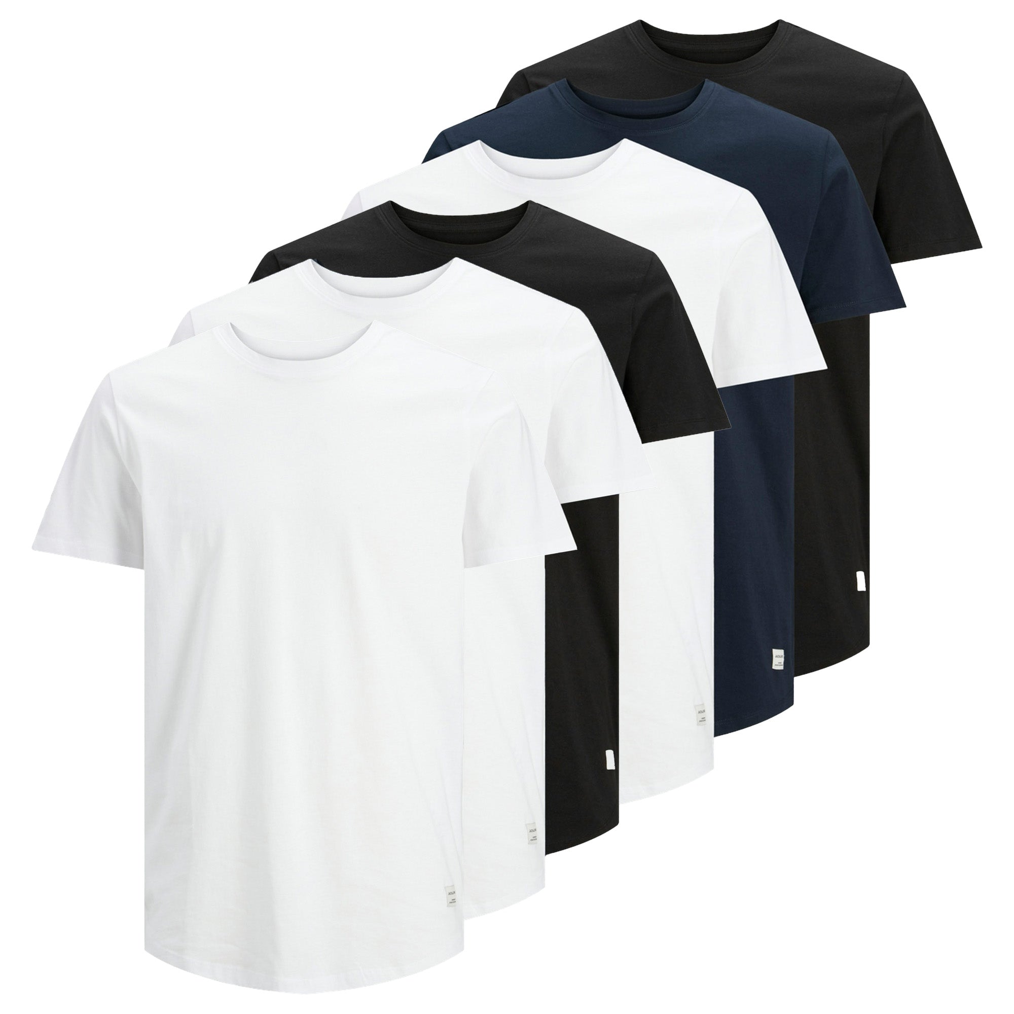 JACK&JONES Herren T-Shirt, 6er Pack - JJENOA TEE 6PK, Kurzarm, Bio-Baumwolle, einfarbig