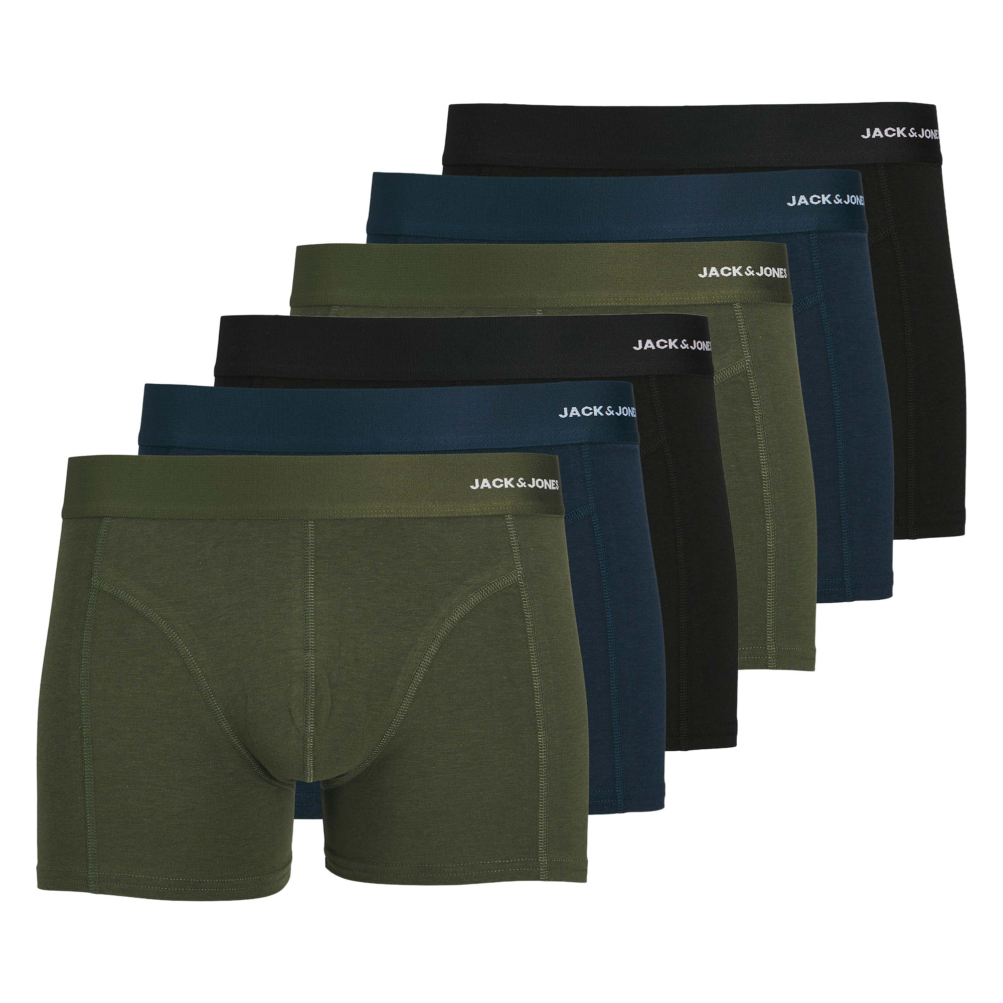 JACK&JONES Men's Boxer Shorts, 6-Pack - JACBASIC BAMBOO TRUNKS, Viscose-Cotton Blend