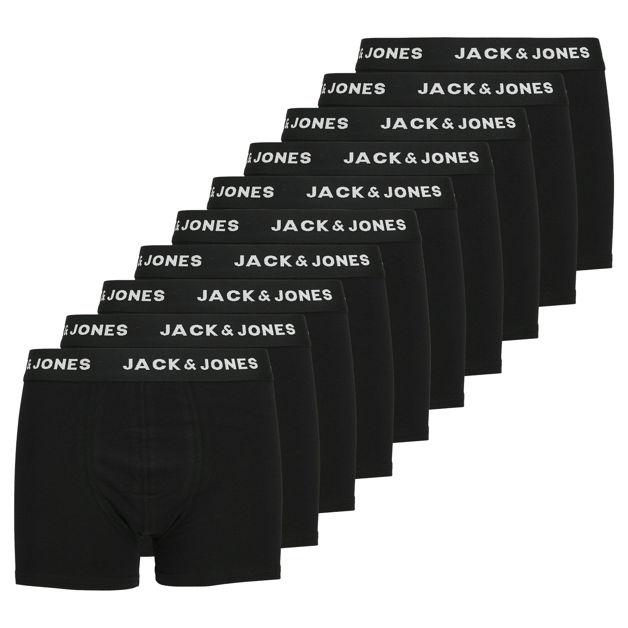 JACK&JONES Jungen Boxershorts, 10er Pack - JACHUEY TRUNKS, Baumwoll-Stretch, Logobund