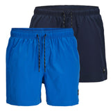 JACK&JONES Herren Badeshorts 2er Pack - JPSTMAUI JJSWIM SOLID AKM SN, Badehose