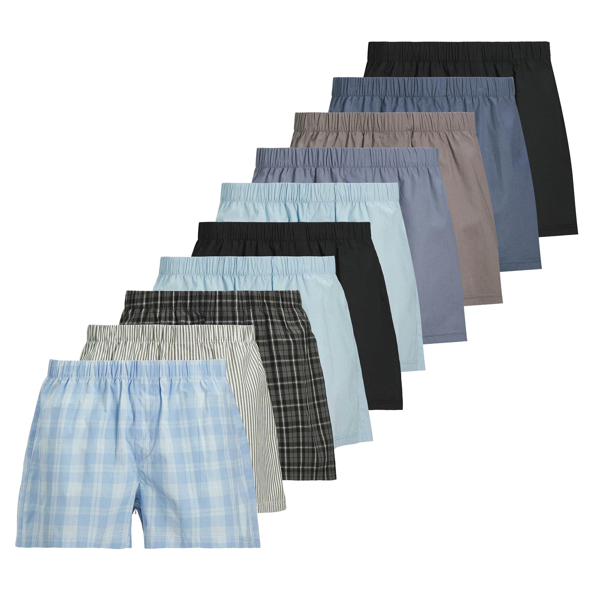 JACK&JONES Herren Web-Boxershorts, 10er Pack - JACMILANO WOVEN BOXERS 10 PACK, Baumwolle