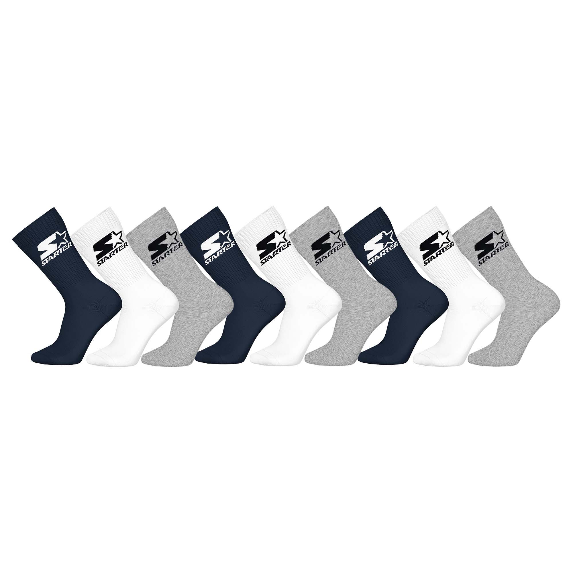 STARTER Unisex Socken, 9er Pack - Crew Socks, Logo, Baumwollmischung