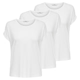 ONLY Damen T-Shirt, kurzarm 3er Pack - ONLMOSTER O-NECK TOP, Rundhals, Viskose-Mix Stretch