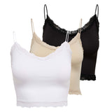 ONLY Damen Cropped-Top 3er Pack - ONLVICKY LACE SEAMLESS CROPPED TOP, Trägertop, Spitze