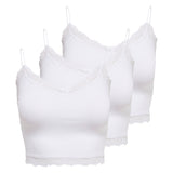 ONLY Damen Cropped-Top 3er Pack - ONLVICKY LACE SEAMLESS CROPPED TOP, Trägertop, Spitze