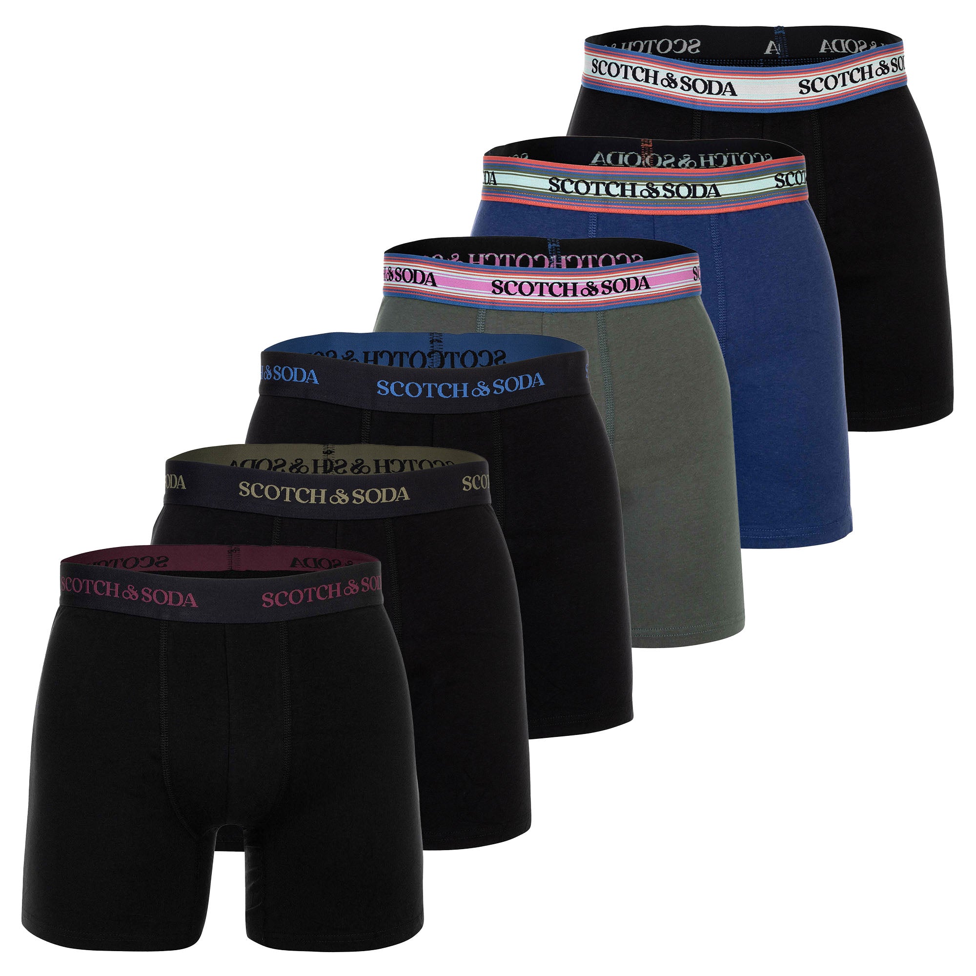 SCOTCH&SODA Herren Boxershorts, 6er Pack - Solid Cotton Stretch