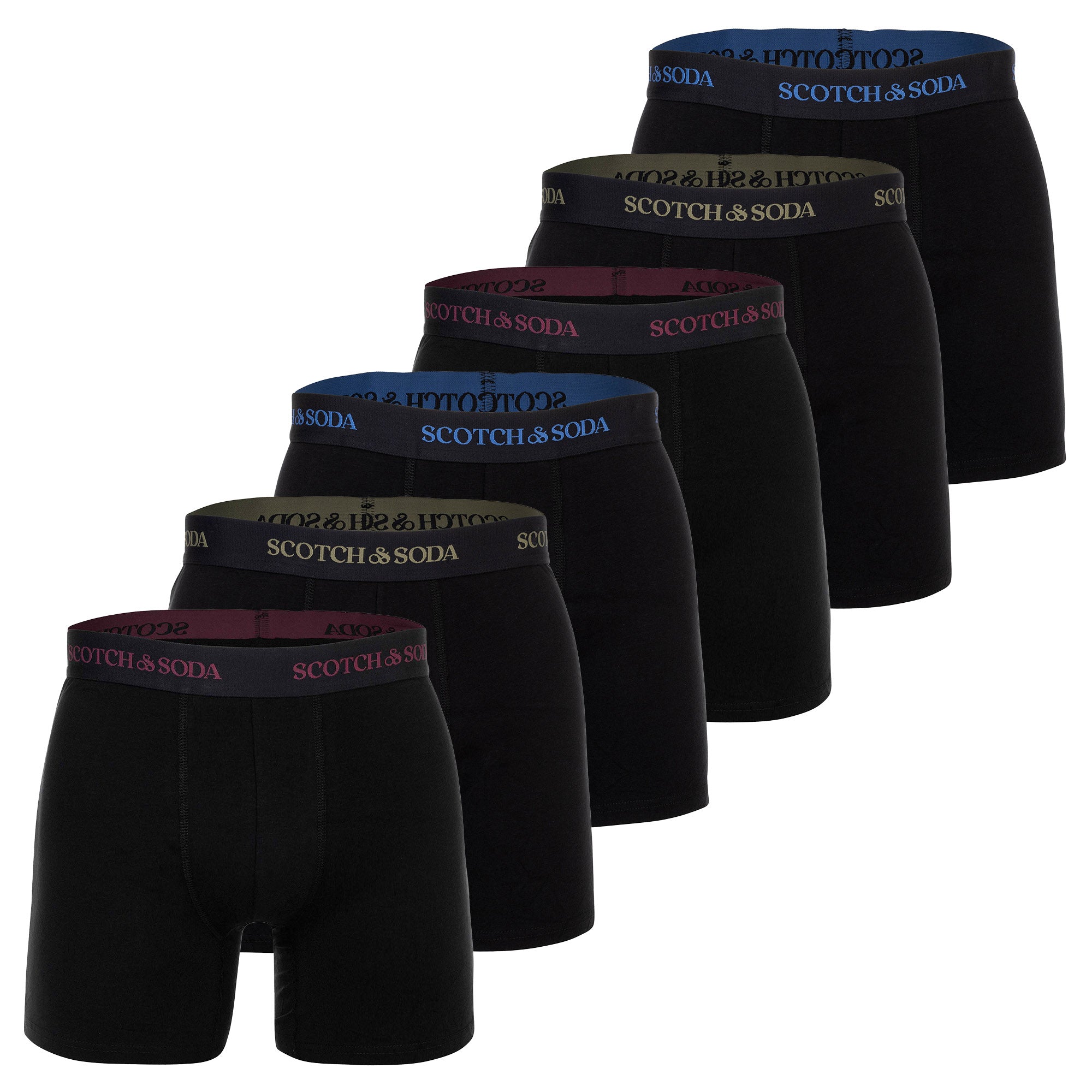 SCOTCH&SODA Herren Boxershorts, 6er Pack - Solid Cotton Stretch
