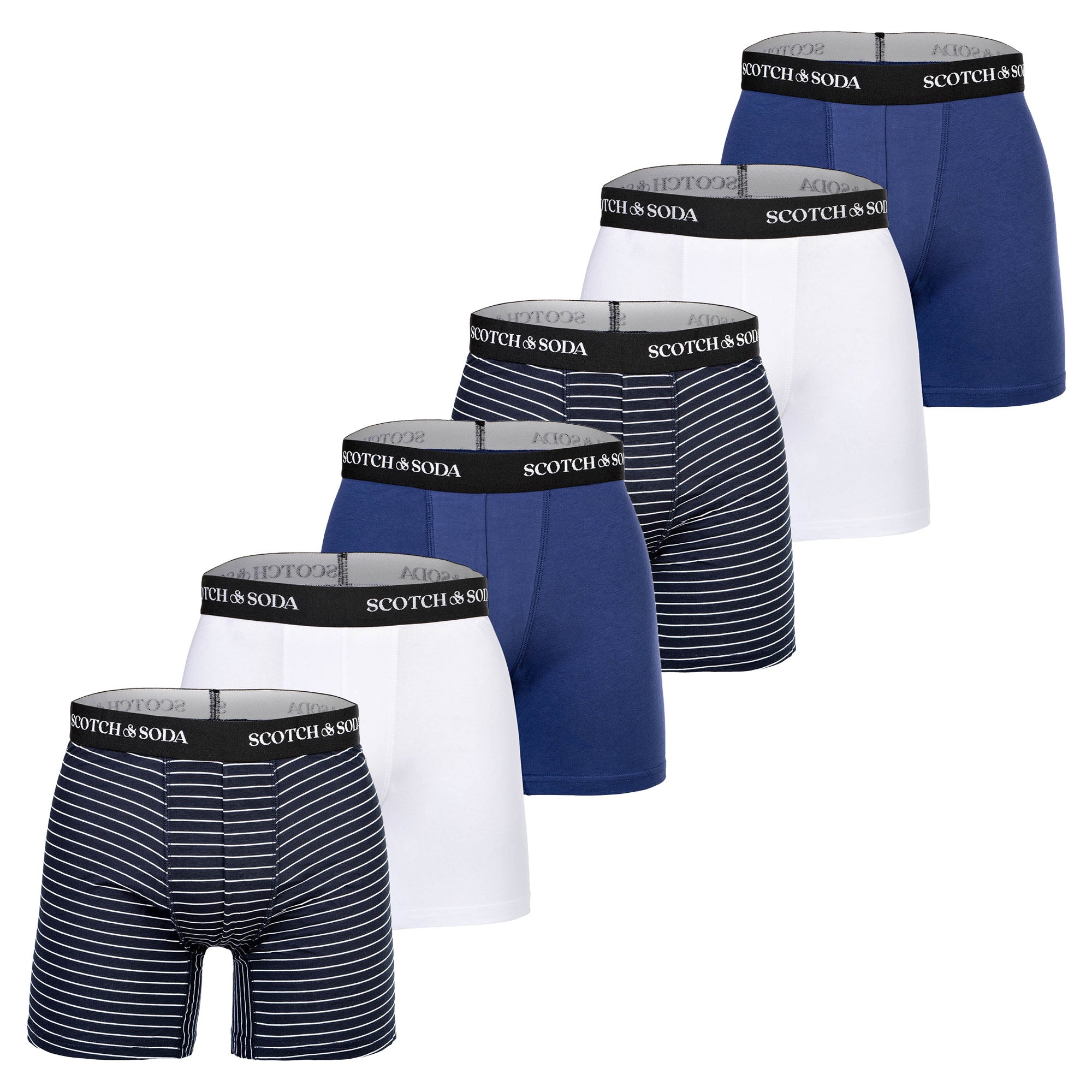 SCOTCH&SODA Herren Boxershorts, 6er Pack - Solid Cotton Stretch